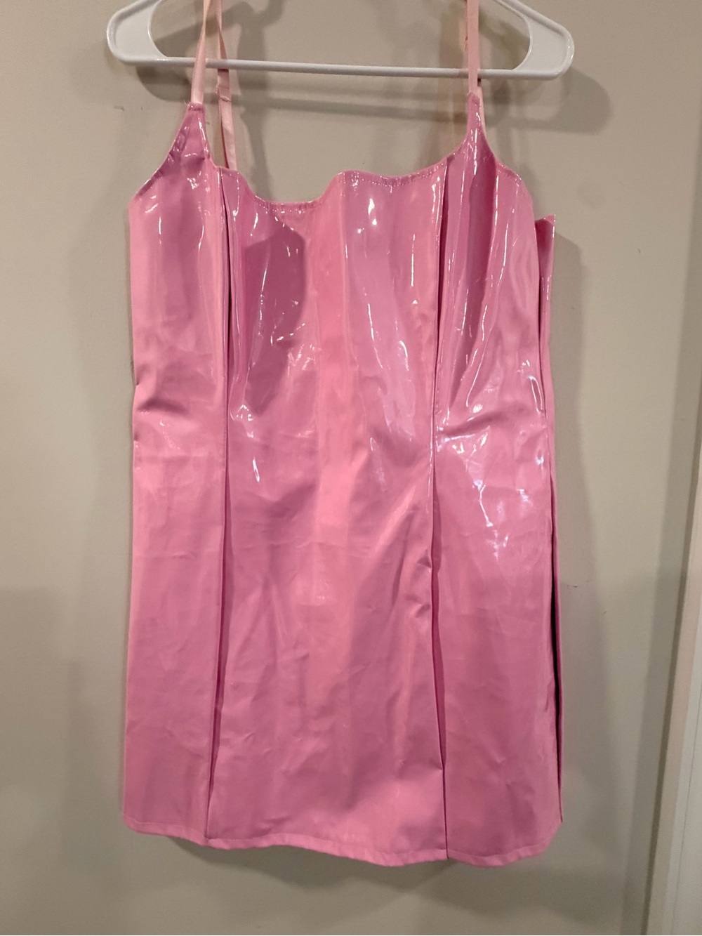 PrettyLittleThing Shiny Pink Vinyl Cami Dress